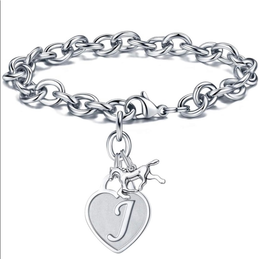 SimplyBeautyful Horse and J Initial Charm Bracelet…Brand New